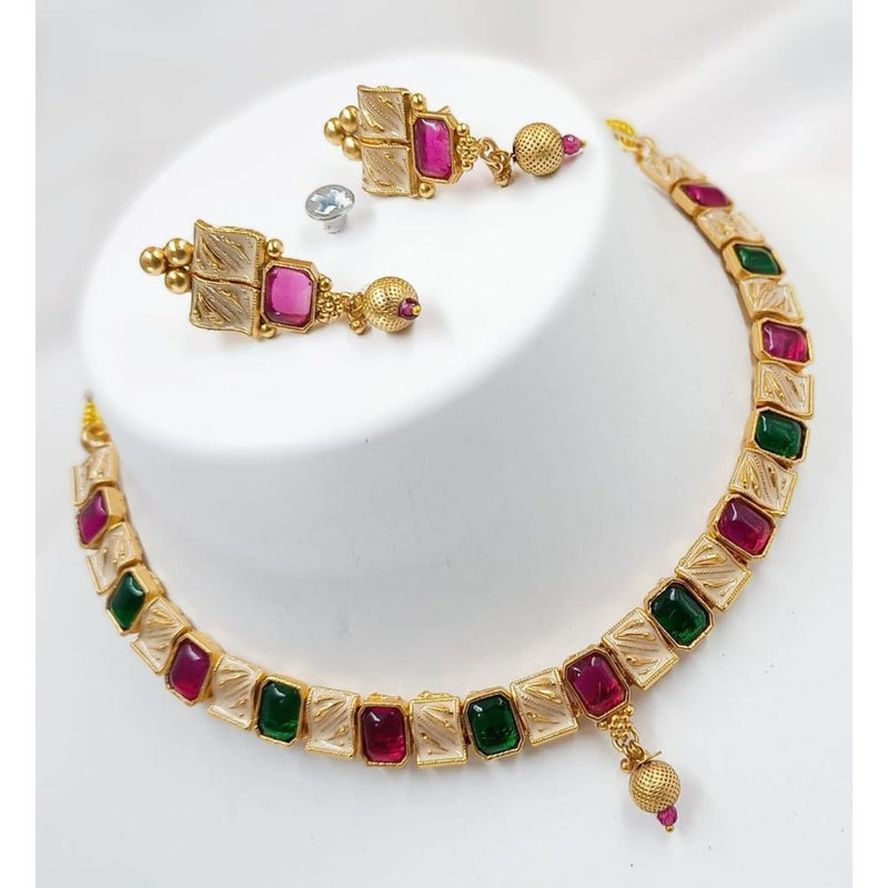 Akruti Collection Gold Plated Crystal Stone Necklace Set