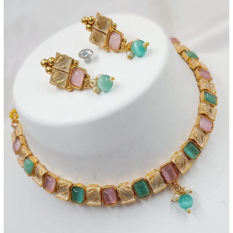 Akruti Collection Gold Plated Crystal Stone Necklace Set