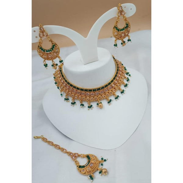 Akruti Collection Gold Plated Crystal Stone Necklace Set