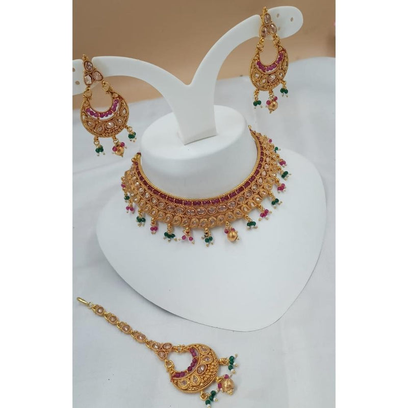 Akruti Collection Gold Plated Crystal Stone Necklace Set