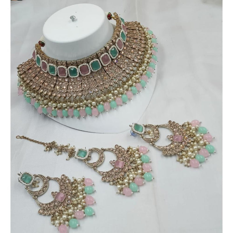 Akruti Collection Gold Plated Crystal Stone Necklace Set