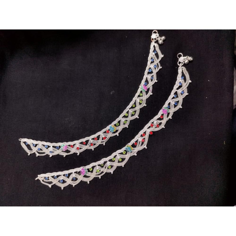 Akruti Collection Silver Plated Austrian Stone Payal