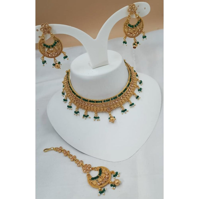 Akruti Collection Gold Plated Crystal Stone Necklace Set