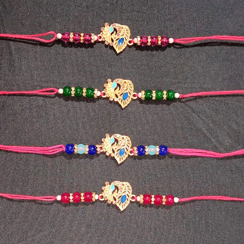 Akruti collection Gold Plated Austrian Stone Rakhi Assorted Color ( Any 3 )