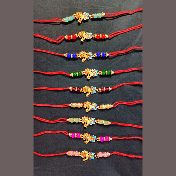 Akruti collection Gold Plated Austrian Stone Rakhi Assorted Color ( Any 3 )