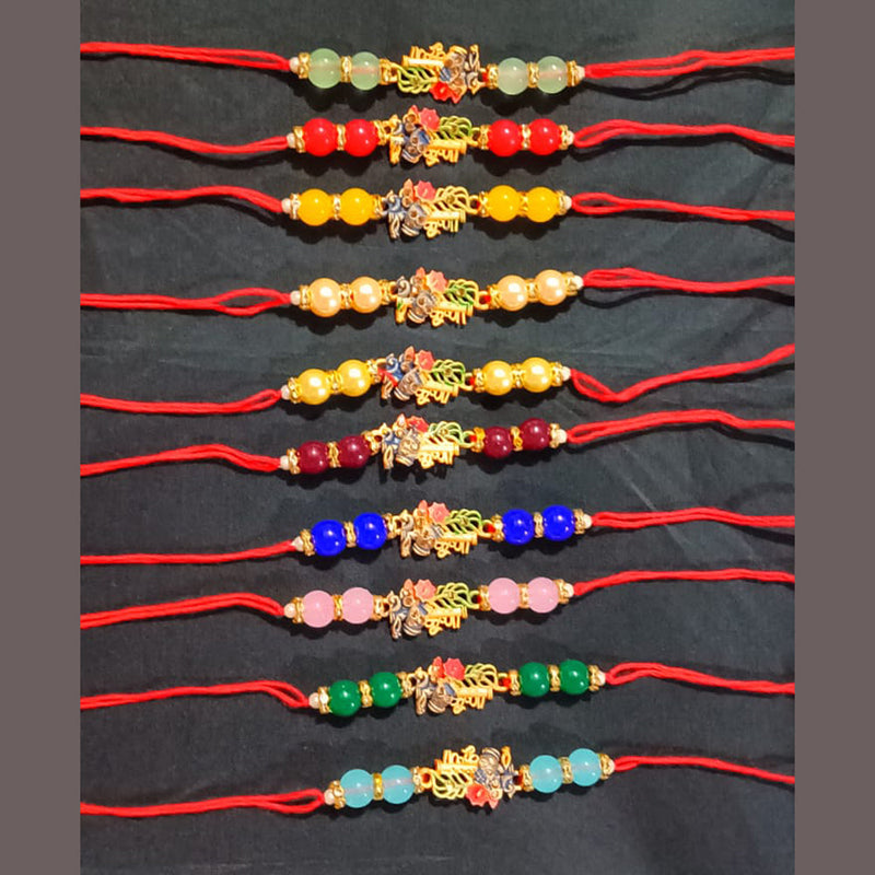 Akruti collection Gold Plated Beads Rakhi Assorted Color ( Any 3 )