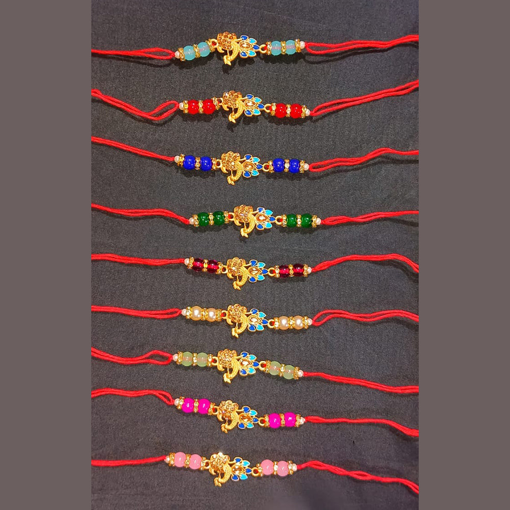 Akruti collection Gold Plated Austrian Stone Rakhi Assorted Color ( Any 3 )