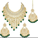 Akruti Collection Gold Plated Kundan Stone And Beads Necklace Set
