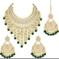 Akruti Collection Gold Plated Kundan Stone And Beads Necklace Set
