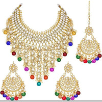 Akruti Collection Gold Plated Kundan Stone And Beads Necklace Set