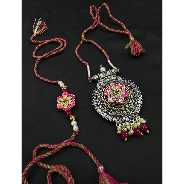 Akruti Collection Oxidised Plated Pearl Rakhi Combo