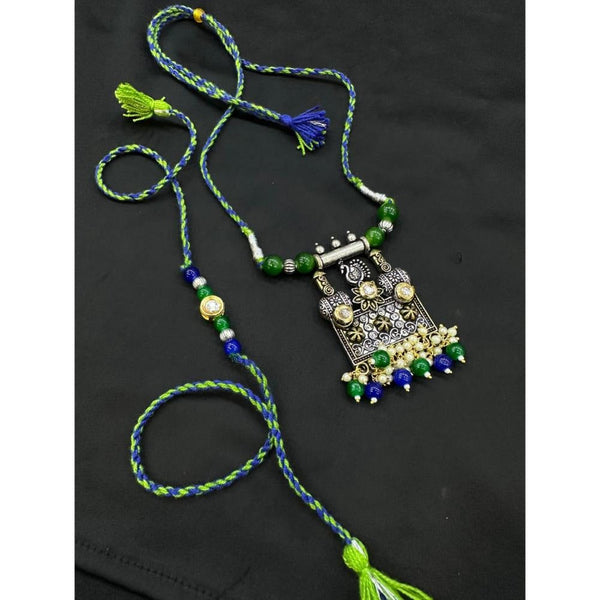 Akruti Collection Oxidised Plated Pearl Rakhi Combo