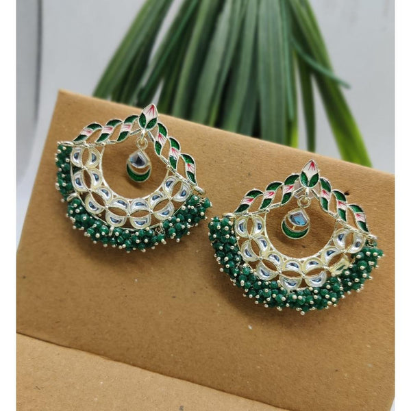 Akruti Collection Gold Plated Kundan And Meenakari  Stud Earrings