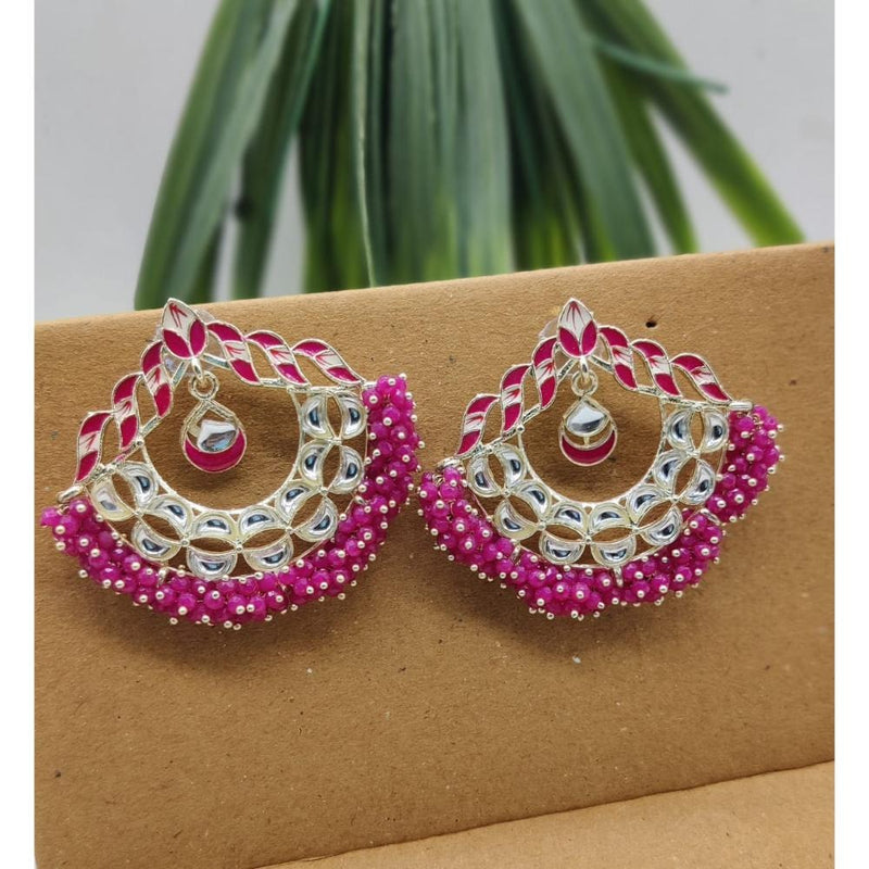 Akruti Collection Gold Plated Kundan And Meenakari  Stud Earrings