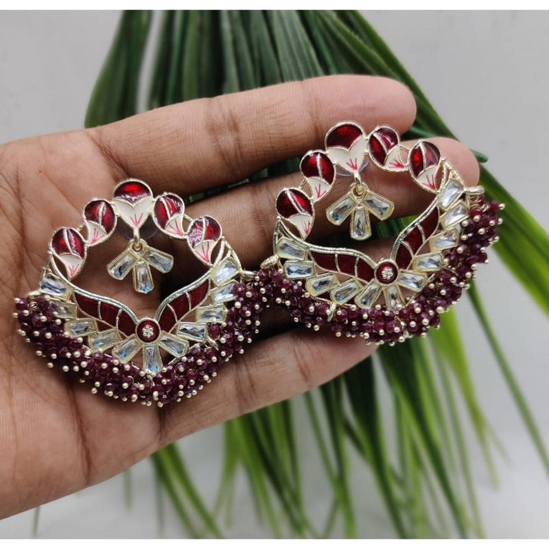 Akruti Collection Gold Plated Kundan And Meenakari  Stud Earrings