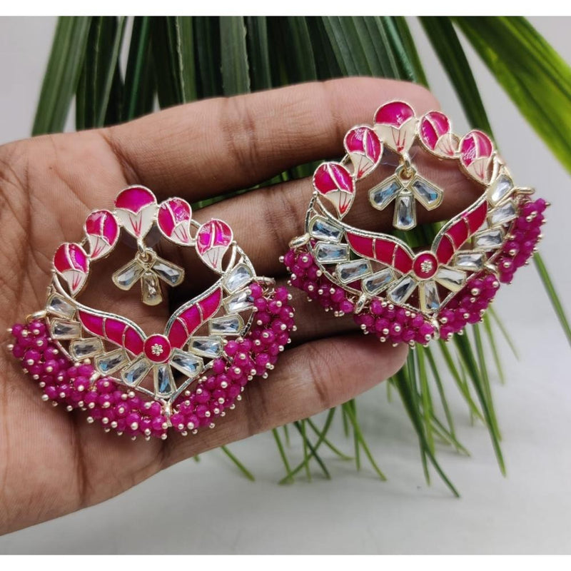 Akruti Collection Gold Plated Kundan And Meenakari  Stud Earrings