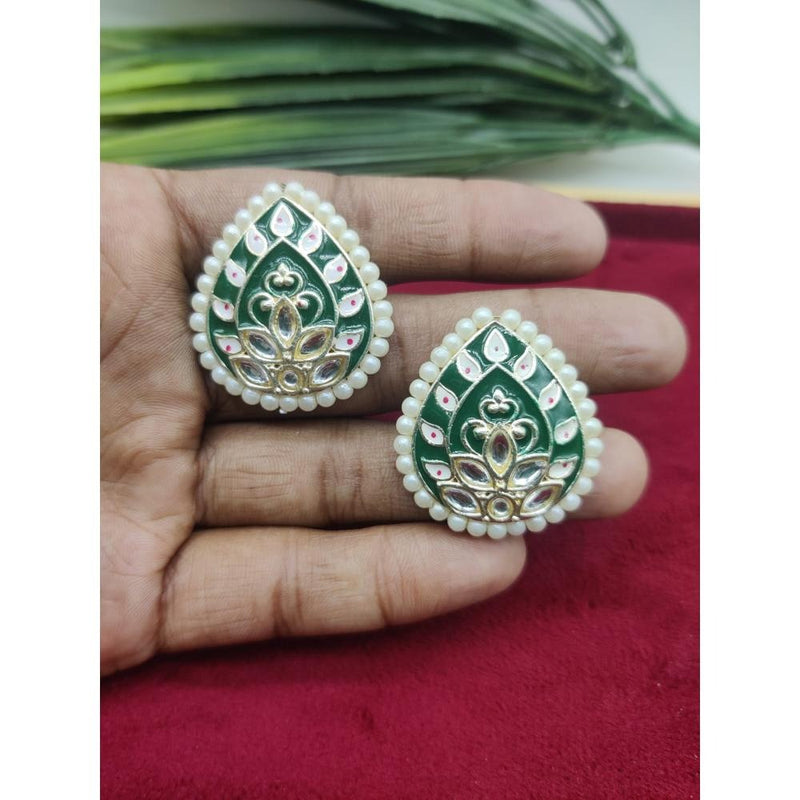 Akruti Collection Gold Plated Kundan And Meenakari  Stud Earrings