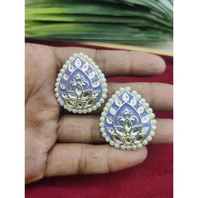 Akruti Collection Gold Plated Kundan And Meenakari  Stud Earrings