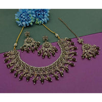 Akruti Collection Gold Plated Crystal Stone And Beads Necklace Set