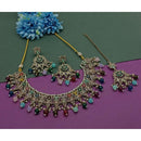 Akruti Collection Gold Plated Crystal Stone And Beads Necklace Set