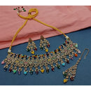 Akruti Collection Gold Plated Crystal Stone And Beads Necklace Set