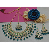 Akruti Collection Gold Plated Crystal Stone And Beads Necklace Set