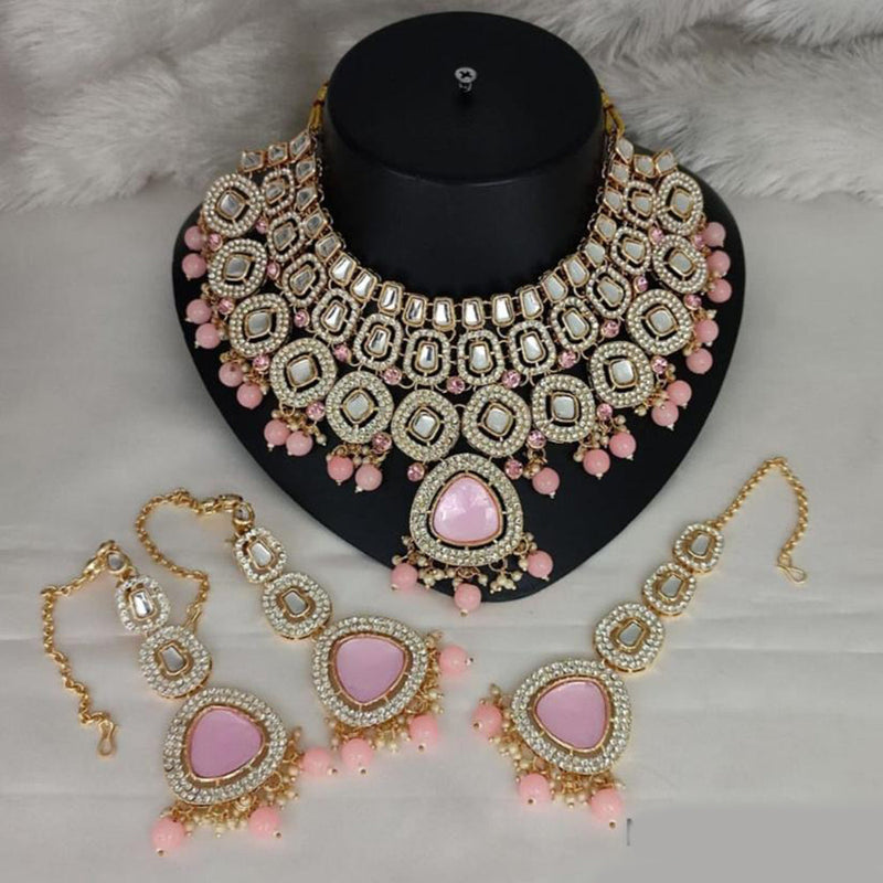 Akruti Collection Gold Plated Kundan And Austrian Stone Necklace Set