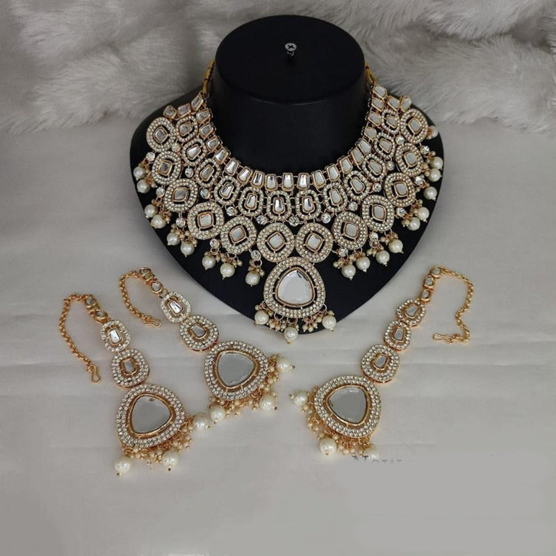 Akruti Collection Gold Plated Kundan And Austrian Stone Necklace Set