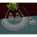 Akruti Collection Silver Plated Crystal Stone And Beads Necklace Set