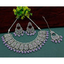 Akruti Collection Silver Plated Crystal Stone And Beads Necklace Set