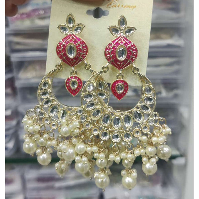 Akruti Collection Gold Plated Kundan Stone And Pearl Dangler Earrings