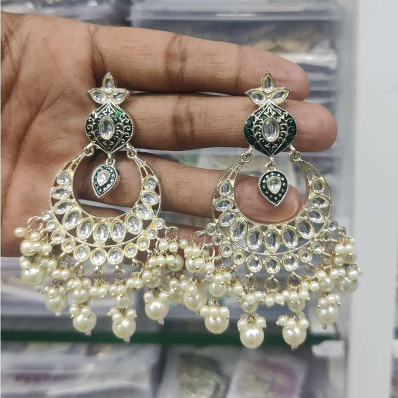 Akruti Collection Gold Plated Kundan Stone And Pearl Dangler Earrings