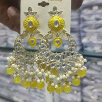 Akruti Collection Gold Plated Kundan Stone And Pearl Dangler Earrings