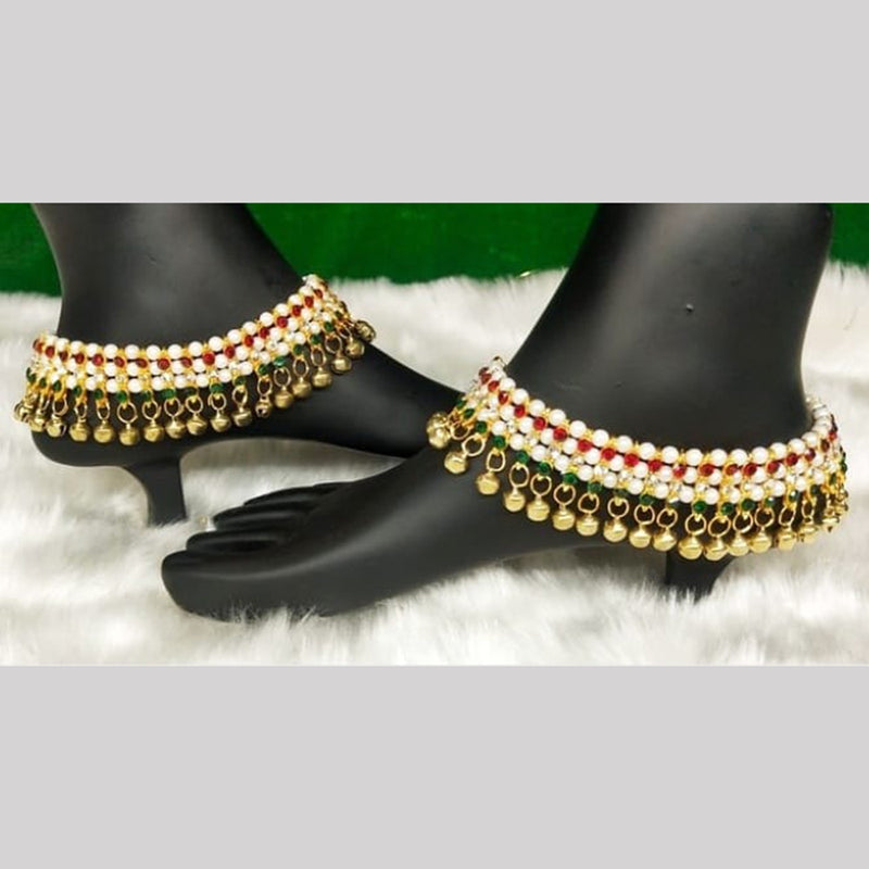 Akruti Collection  Gold Plated Austrian Stone And Pearl Payal / Anklet