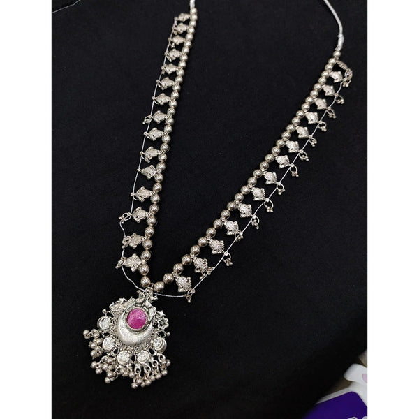 Akruti Collection Oxidised Plated Long Necklace Set