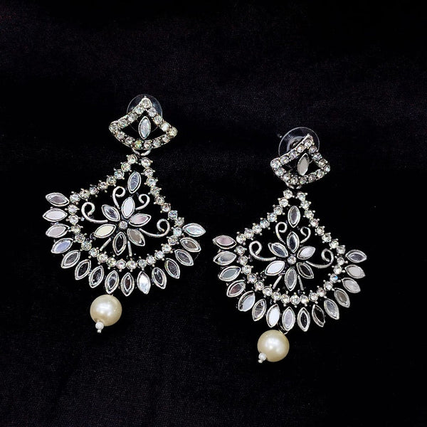 Akruti Collection Oxidised Plated Mirror Dangler Earrings