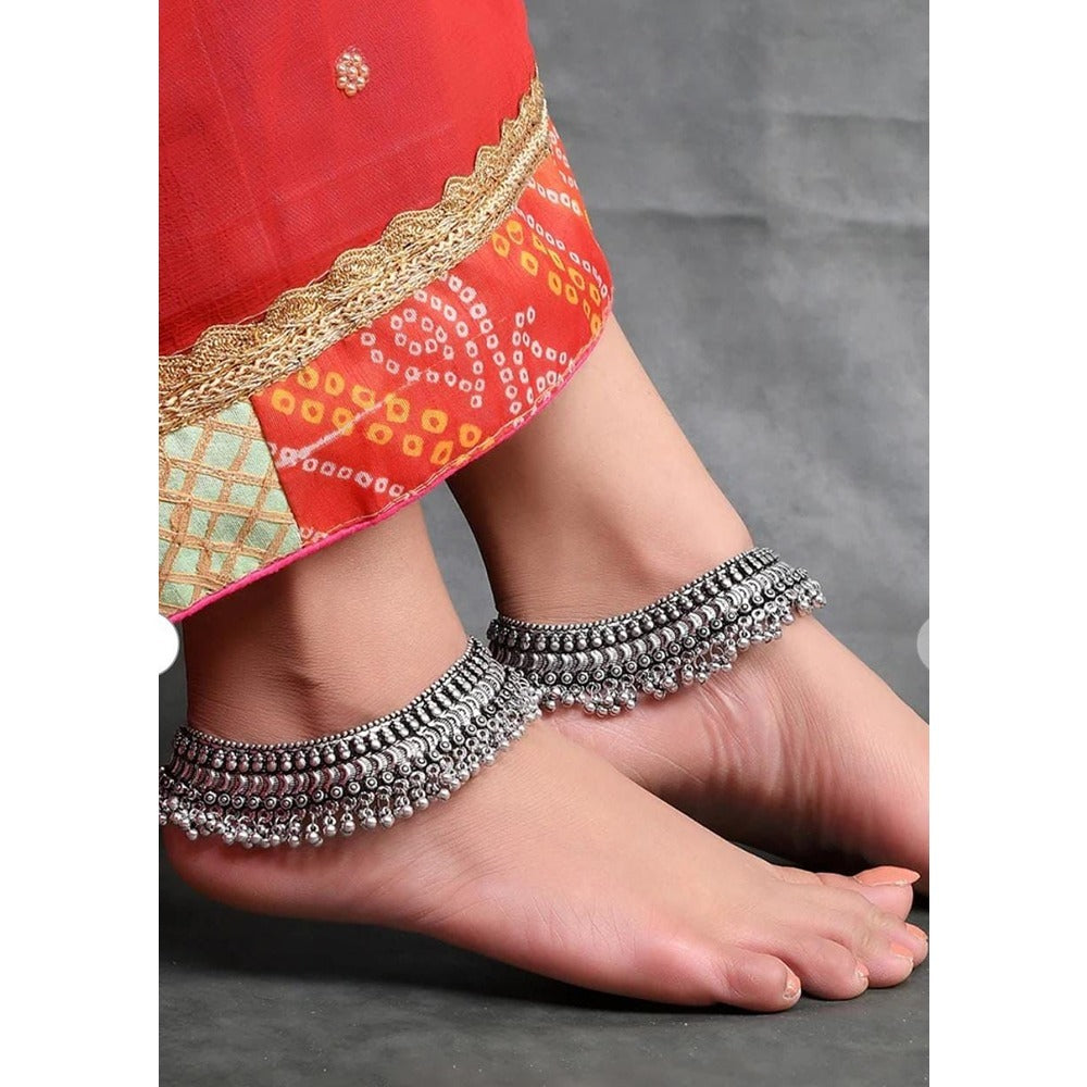 Akruti Collection Oxidised Plated Anklet