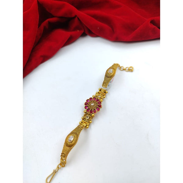 Akruti Collection Gold Plated Pota Stone Adjustable Bracelet