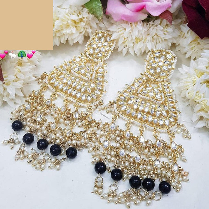 Akruti Collection Gold Plated Kundan Stone And Beads Dangler Earrings