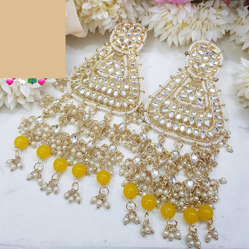 Akruti Collection Gold Plated Kundan Stone And Beads Dangler Earrings