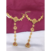 Akruti Collection Gold Plated Pota Stone Hand Harness