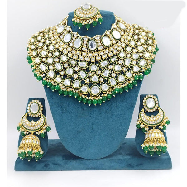 Akruti Collection Gold Plated Kundan Stone And Pearl Choker Necklace Set