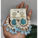 Akruti Collection Gold Plated Kundan Stone And Pearl Dangler Earrings