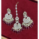 Akruti Collection Gold Plated Kundan Stone And Pearls Earrings With Maangtikka