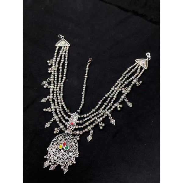 Akruti Collection Oxidised Plated Damini Maangtikka