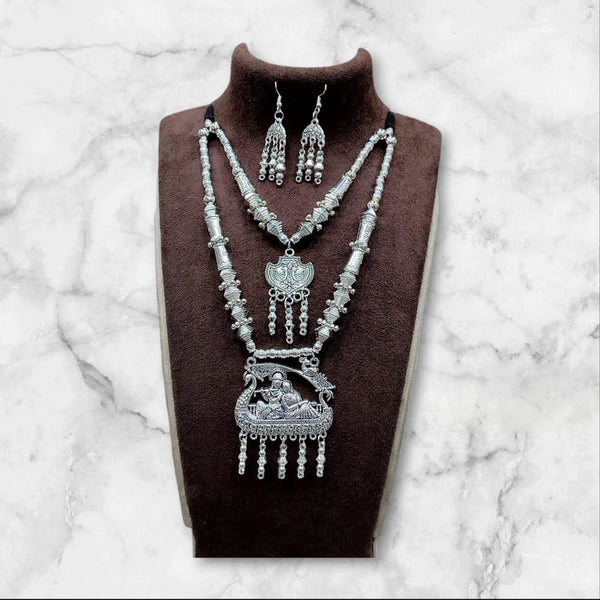 Akruti Collection Oxidised  Plated Long Necklace Set