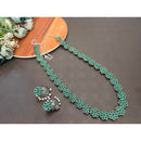 Akruti Collection Oxidised Plated Pota Stone Long Necklace Set
