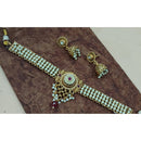 Akruti Collection Gold Plated Pota Stone And Pearls Choker Necklace Set