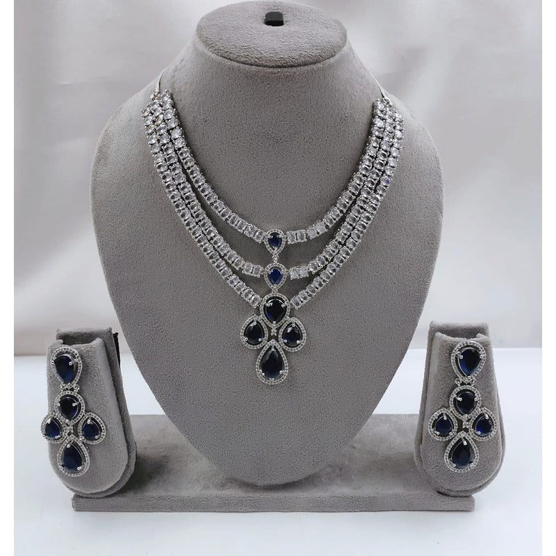 Akruti Collection Silver Plated Ad Stone Necklace Set