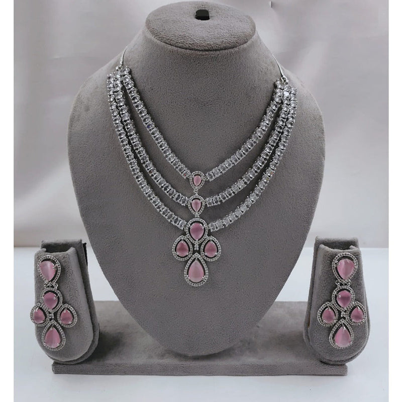 Akruti Collection Silver Plated Ad Stone Necklace Set